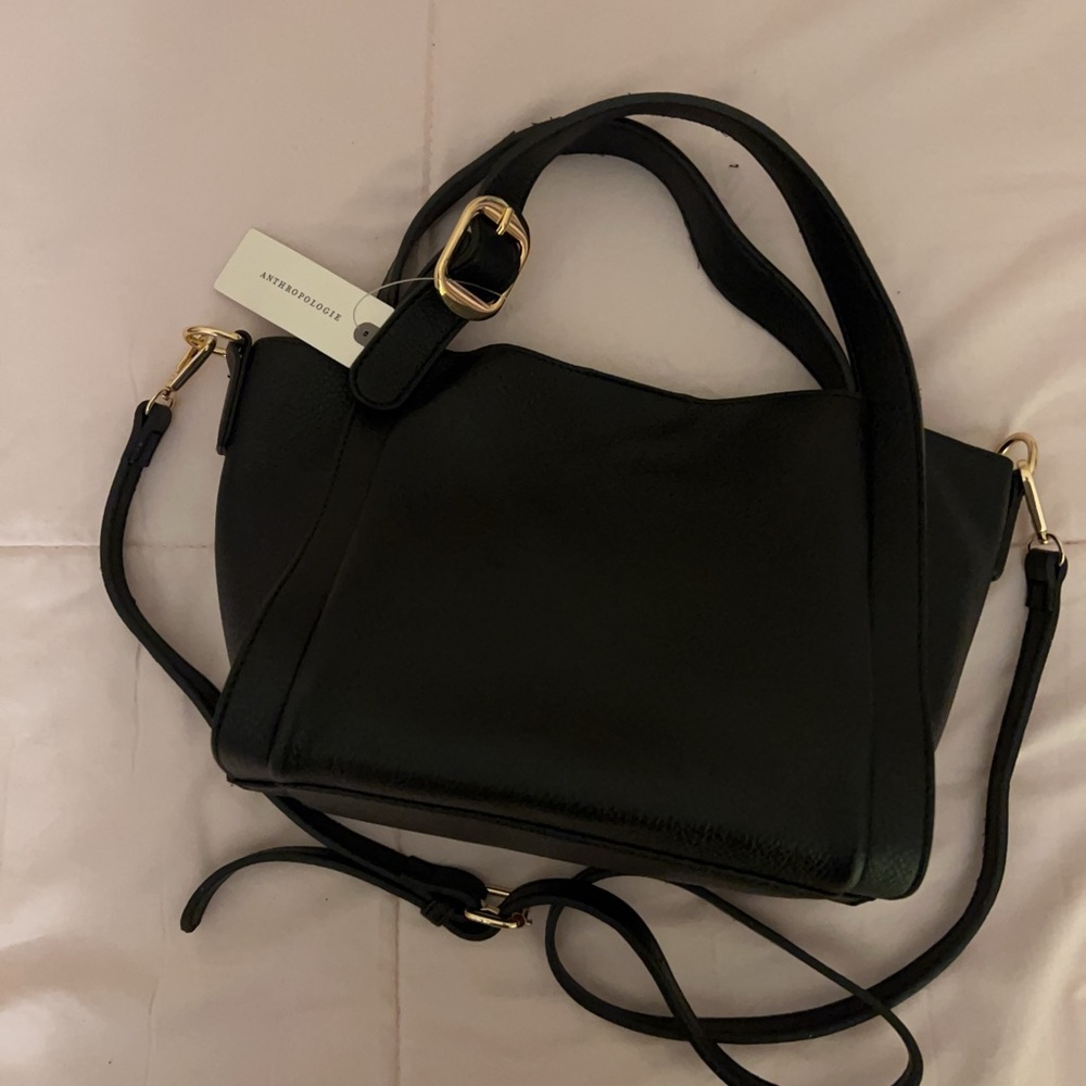 Anthropologie Faux Leather Mini Satchel Bucket Bag